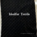 Embossed Knitted Fake Black Rabbit Fur